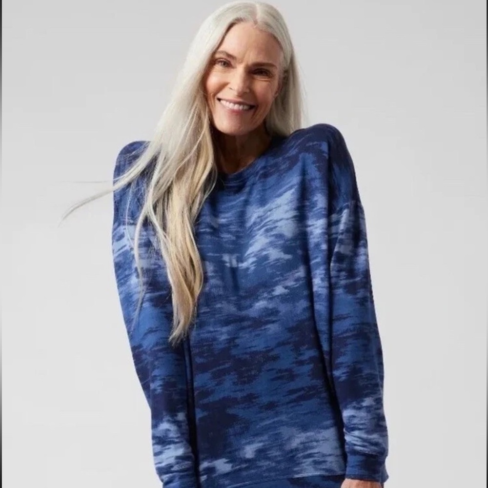 ATHLETA Balance Printed Abstract Blue Navy Pullover M